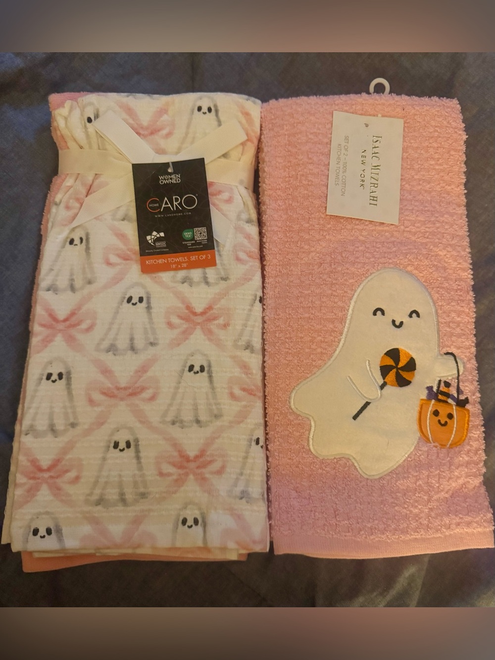 Pink Ghost Kitchen Towels 5 total NEW!